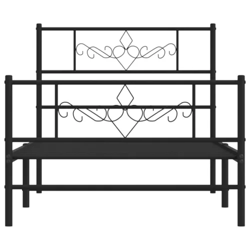  fekete fém ágykeret fej- és lábtámlával 90 x 190 cm