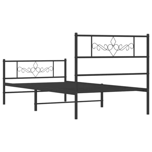  fekete fém ágykeret fej- és lábtámlával 90 x 190 cm