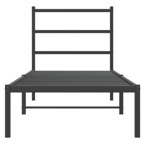  fekete fém ágykeret fejtámlával 80 x 200 cm