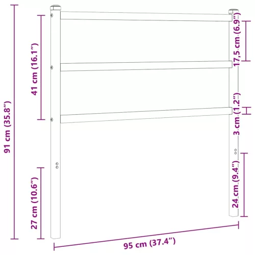  fekete fém csere fejtámla 90 cm