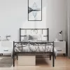  fekete fém ágykeret fej- és lábtámlával 100 x 200 cm