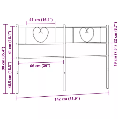  fekete fém csere fejtámla 135 cm
