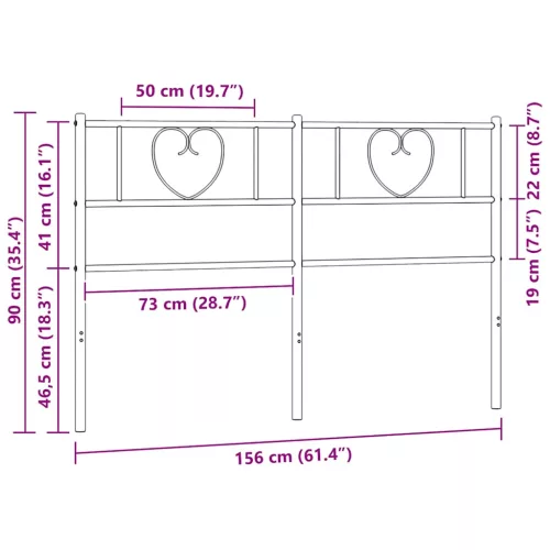  fekete fém csere fejtámla 150 cm
