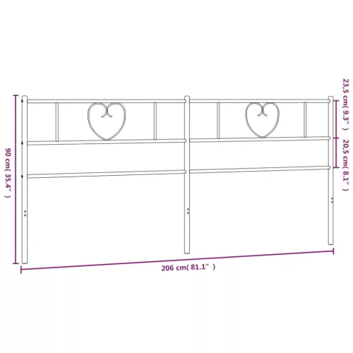  fekete fém fejtámla 200 cm