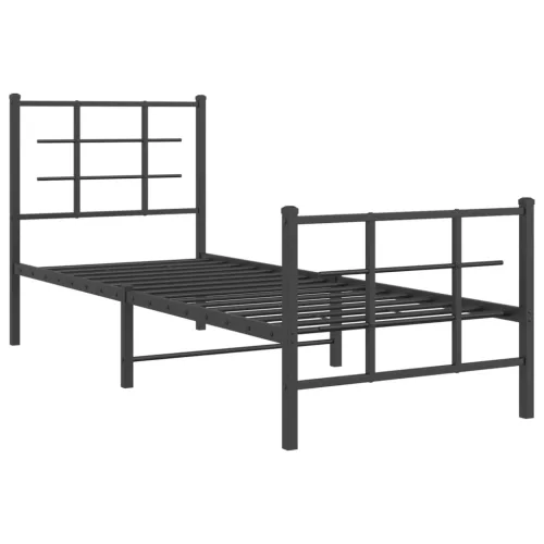 fekete fém ágykeret fej- és lábtámlával 75 x 190 cm