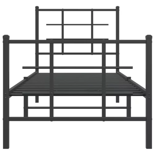  fekete fém ágykeret fej- és lábtámlával 75 x 190 cm