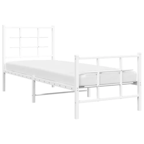  fehér fém ágykeret fej- és lábtámlával 75 x 190 cm