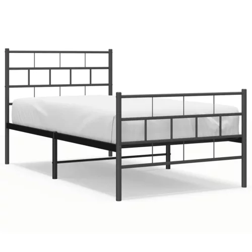  fekete fém ágykeret fej- és lábtámlával 107 x 203 cm