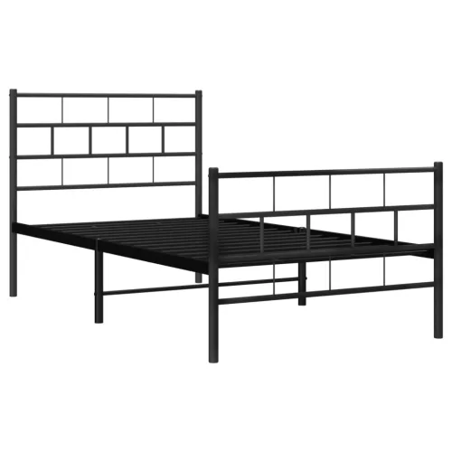  fekete fém ágykeret fej- és lábtámlával 107 x 203 cm