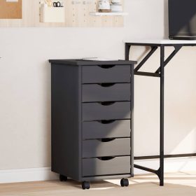  MOSS szürke tömör fenyőfa görgős szekrény fiókokkal