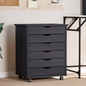  MOSS szürke tömör fenyőfa görgős szekrény fiókokkal