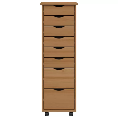  MOSS mézbarna tömör fenyőfa görgős szekrény fiókokkal