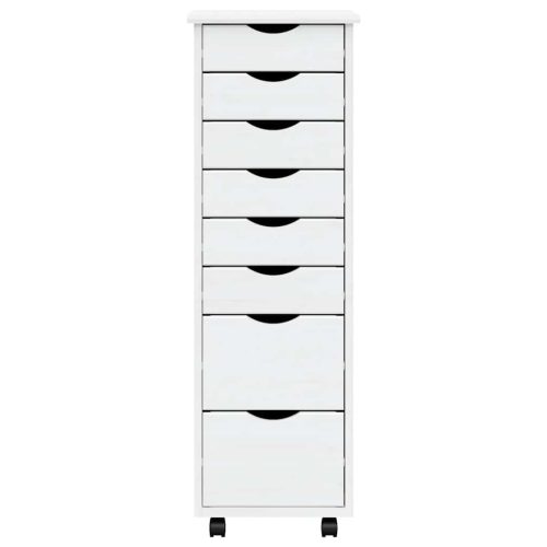  MOSS fehér tömör fenyőfa görgős szekrény fiókokkal