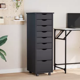  MOSS szürke tömör fenyőfa görgős szekrény fiókokkal