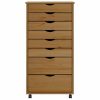  MOSS mézbarna tömör fenyőfa görgős szekrény fiókokkal
