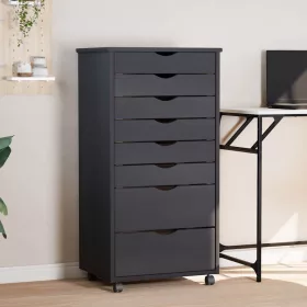  MOSS szürke tömör fenyőfa görgős szekrény fiókokkal