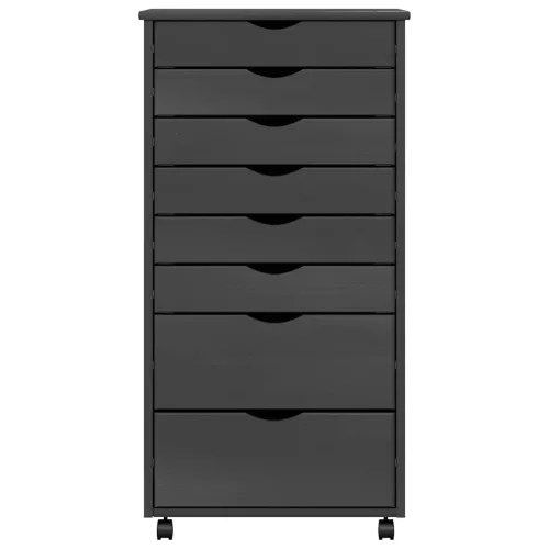  MOSS szürke tömör fenyőfa görgős szekrény fiókokkal