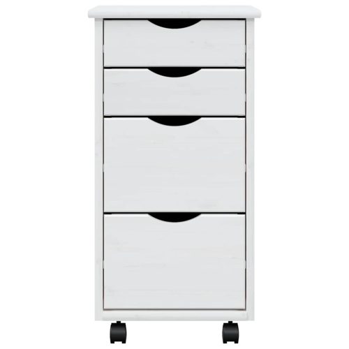  MOSS fehér tömör fenyőfa görgős szekrény fiókokkal