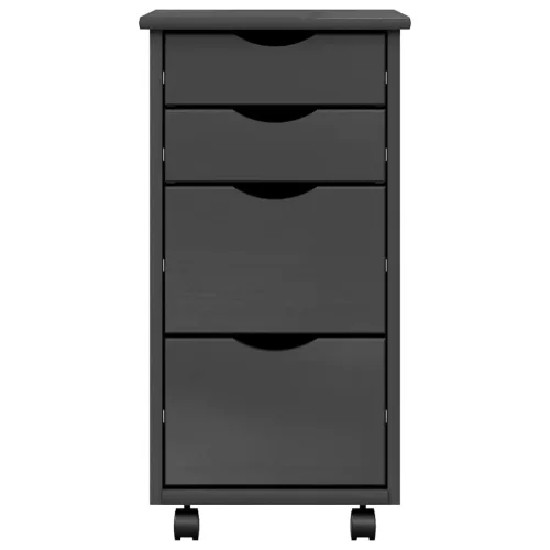  MOSS szürke tömör fenyőfa görgős szekrény fiókokkal