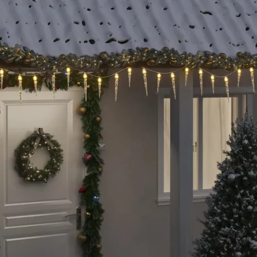  meleg fehér akril PVC karácsonyi jégcsaplámpa 100 LED-del 10 m