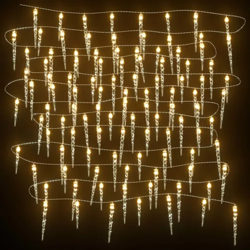  meleg fehér akril PVC karácsonyi jégcsaplámpa 100 LED-del 10 m
