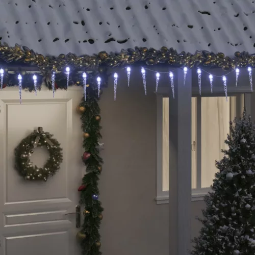  hideg fehér akril PVC karácsonyi jégcsaplámpa 200 LED-del 20 m