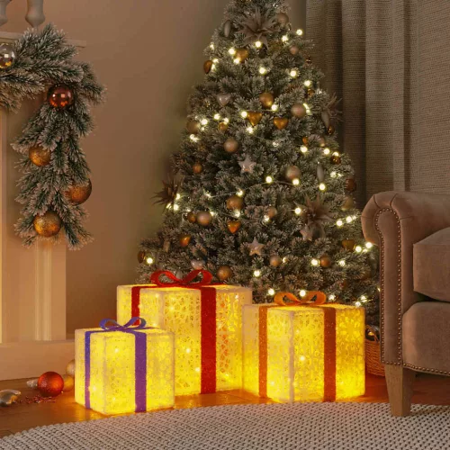  3 db 64 LED-es meleg fehér karácsonyi ajándékdoboz-lámpa