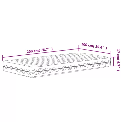  fehér H2/H3 keménységű habmatrac 100 x 200 cm