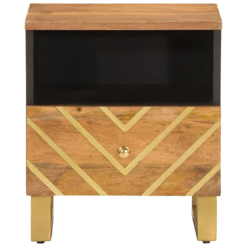  2 db barna-fekete tömör mangófa éjjeliszekrény