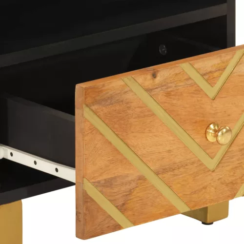  2 db barna-fekete tömör mangófa éjjeliszekrény