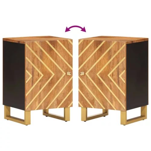  barna és fekete tömör mangófa fürdőszobaszekrény 38x33,5x58 cm