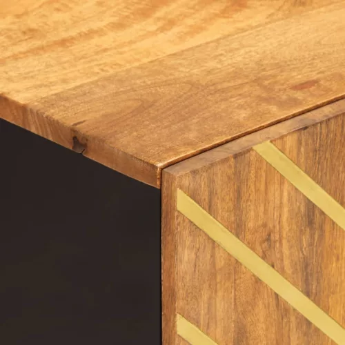  barna és fekete tömör mangófa fürdőszobaszekrény 38x33,5x58 cm