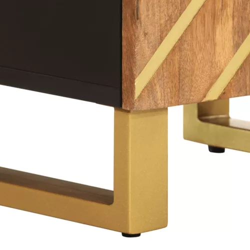  barna és fekete tömör mangófa fürdőszobaszekrény 38x33,5x58 cm