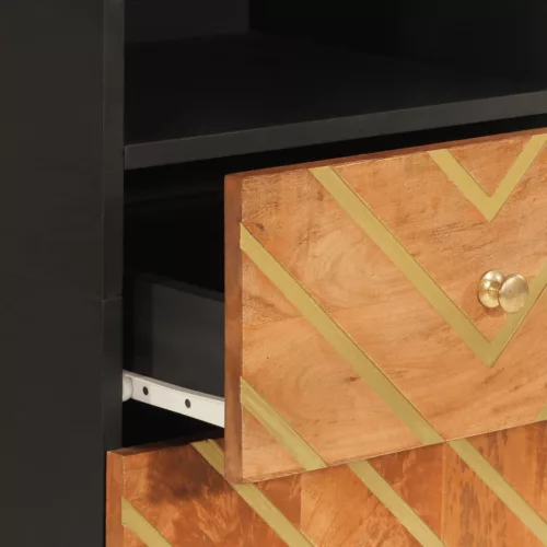  barna és fekete tömör mangófa fürdőszobaszekrény 38x33,5x160 cm