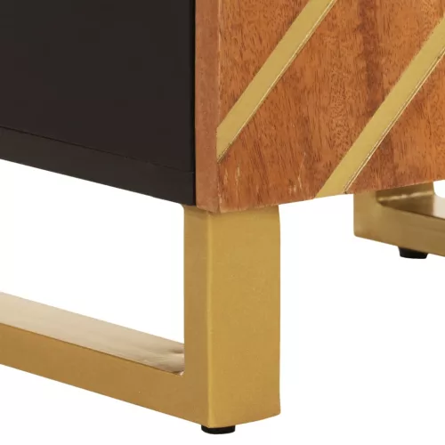  barna és fekete tömör mangófa fürdőszobaszekrény 38x33,5x160 cm