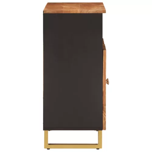  barna és fekete tömör mangófa kisszekrény 60x33,5x75 cm