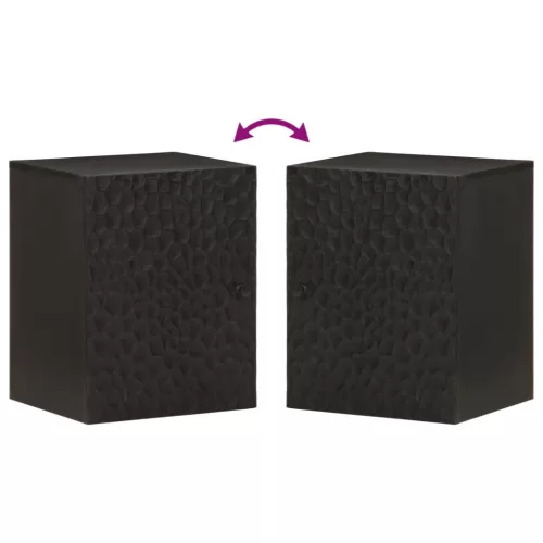  fekete tömör mangófa fali fürdőszobaszekrény 38 x 33 x 48 cm