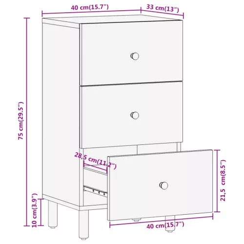  tömör mangófa kisszekrény 40 x 33 x 75 cm