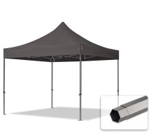   Professional összecsukható sátrak PREMIUM 350g/m2 ponyvával, acélszerkezettel, oldalfal nélkül - 3x3m sötétszürke