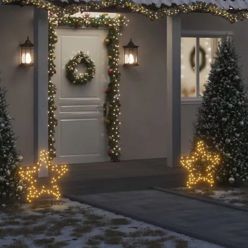  karácsonyi csillag fénydekoráció cövekekkel 80 LED 60 cm