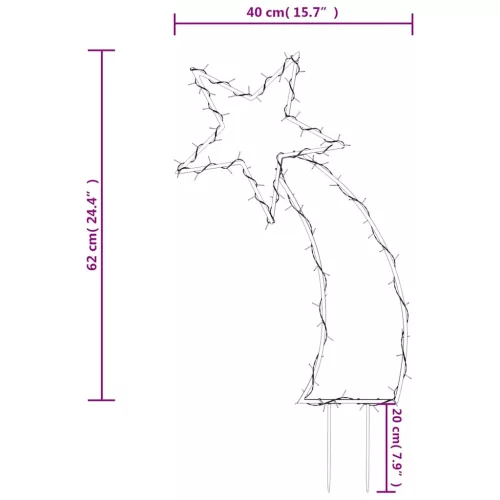  karácsonyi hullócsillag fénydekoráció cövekkel 80 LED 62 cm