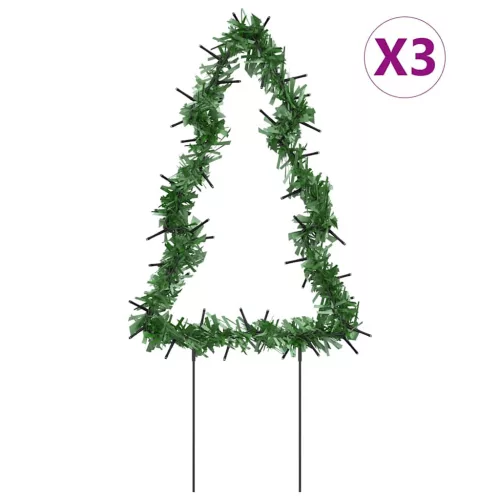  karácsonyfa fénydekoráció 3 db cövekkel 50 LED 30 cm