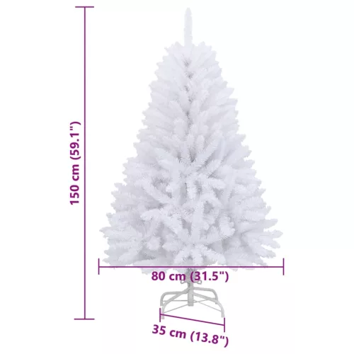  fehér csuklópántos műkarácsonyfa állvánnyal 150 cm