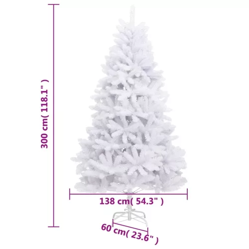  fehér csuklópántos műkarácsonyfa állvánnyal 300 cm