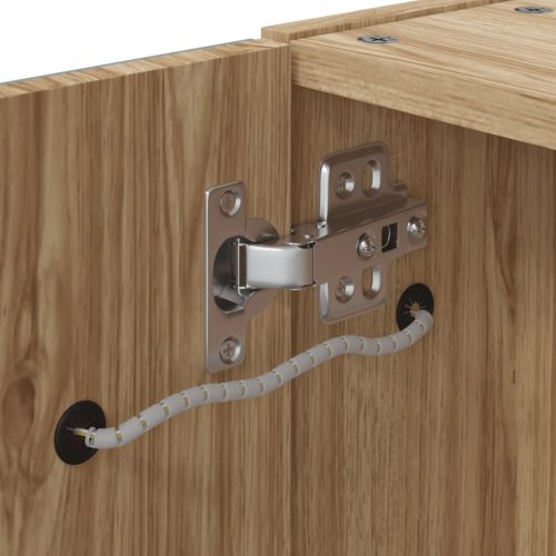  tölgyszínű tükrös fürdőszobaszekrény LED-del 60 x 13 x 52cm