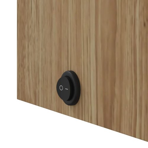  tölgyszínű tükrös fürdőszobaszekrény LED-del 60 x 13 x 52cm