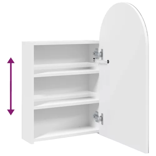  fehér ívelt tükrös fürdőszobaszekrény LED-del 42 x 13 x 70 cm