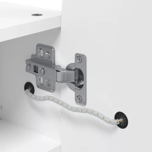  fehér ívelt tükrös fürdőszobaszekrény LED-del 42 x 13 x 70 cm