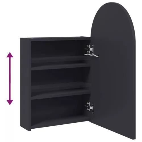  szürke ívelt tükrös fürdőszobaszekrény LED-del 42 x 13 x 70 cm