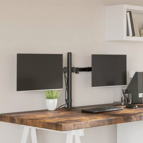  dupla fekete acél monitorállvány VESA 75/100 mm